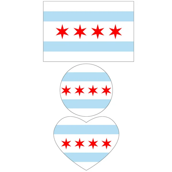 Chicago Flag White Background Chicago City Symbol Chicago Illinois Flag — Stockový vektor