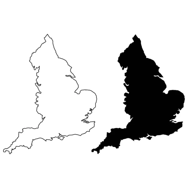 Μαύρος Χάρτης Αγγλίας Λευκό Φόντο Συνοπτικός Χάρτης Της Αγγλίας Επίπεδο — Διανυσματικό Αρχείο