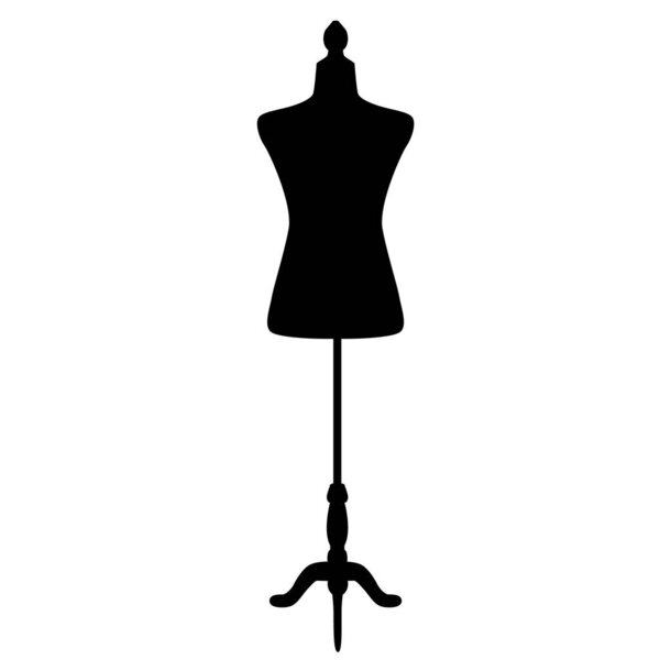 black silhouettes of mannequins for sewing on a white background. vintage female dummy dress mannequin. flat style.