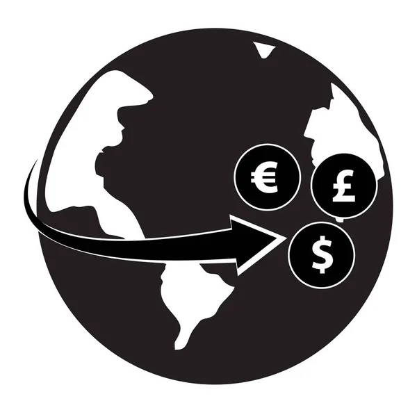 Arrow Wrapped Earth Remittances Icon Flat Style — Stock Vector