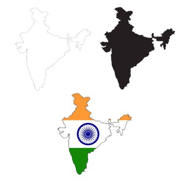 Beyaz arka planda Hindistan haritası. Hindistan haritası işareti. Kızılderili haritası sembolü. düz biçim. 