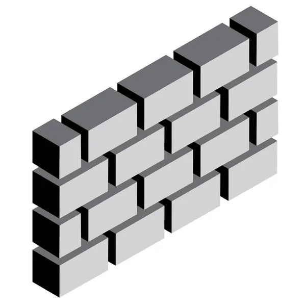 Bakstenen Muur Witte Achtergrond Firewall Bord Stenen Muur Isometrische Sjabloon — Stockvector