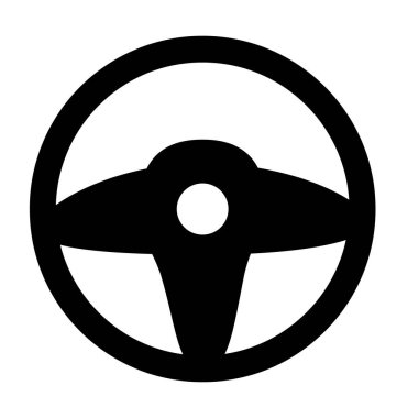 Beyaz arka planda direksiyon simgesi. Araba tekerleği işareti. Tekerlek sembolü düz biçim. 