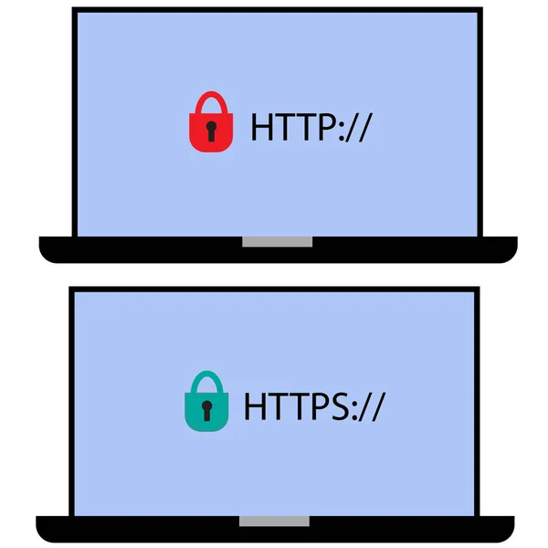 Http Und Https Protokolle Auf Weißem Hintergrund Sicheres Surfen Web — Stockvektor