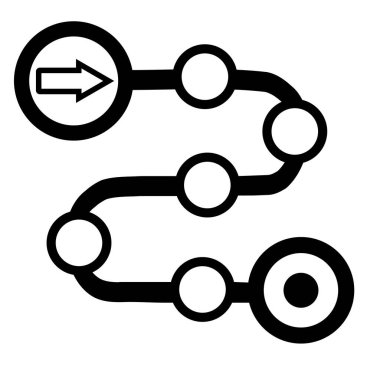 ürün yol haritası simgesi beyaz arkaplanda. Proje geliştirme yol haritalama işareti. Yol haritası sembolü. düz biçim.