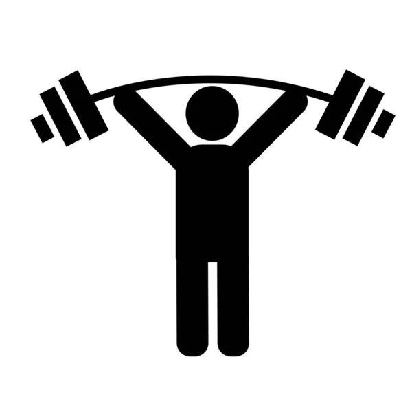 Weightlifter Icon White Background Dumbbell Training Sign Man Lifting Weight — Stock Vector