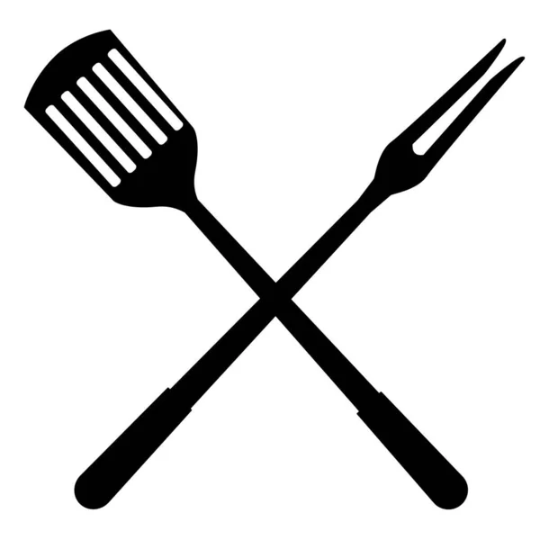 Εικόνα Μπάρμπεκιου Λευκό Φόντο Πινακίδα Εργαλείων Ψησίματος Σύμβολο Μπάρμπεκιου Λογότυπο — Διανυσματικό Αρχείο