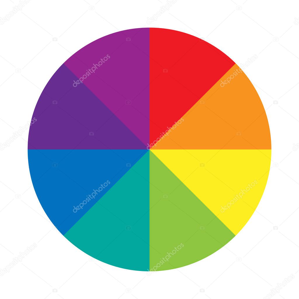 Color Wheel on the white background. Color Circle Picker sign. Flat vector Icon for drawing, painting apps and websites.