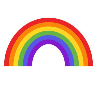 Beyaz arkaplanda gökkuşağı simgesi. Gökkuşağı çizgi film tabelası. Gökkuşağı sembolü. düz biçim.