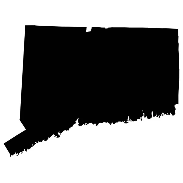 コネチカット州の地図だ コネチカットブラックシルエットベクトルマップ 高詳細なシルエットイラスト アメリカの国 フラットなスタイル — ストックベクタ