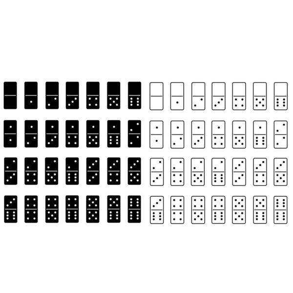 Set Von Dominosteinen Auf Weißem Hintergrund Dominosteine Schwarzes Zeichen Abstraktes — Stockvektor