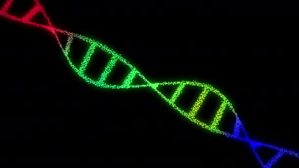 Dna Molekül Yapısının Animasyonu Siyah Arka Planda Parlayan Dna Molekülünün — Stok video