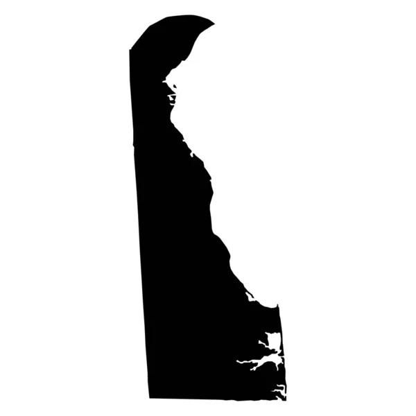Schwarze Landkarte Des Bundesstaates Delaware Auf Weißem Hintergrund Hoch Detaillierte — Stockvektor