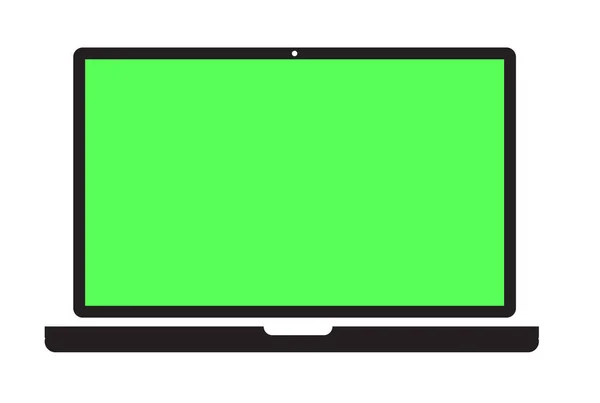 Laptop Computer Mit Grünem Bildschirm Auf Weißem Hintergrund Offener Laptop — Stockvektor