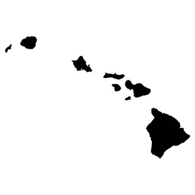 Beyaz arka planda Hawaii Haritası. Hawaii Harita tabelası. Hawaii eyalet haritası sembolü. düz biçim.