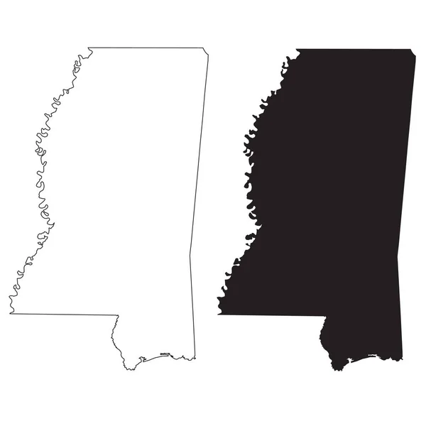 Mapa Mississippi Białym Tle Znak Stanu Mississippi Mississippi Stany Zjednoczone — Wektor stockowy
