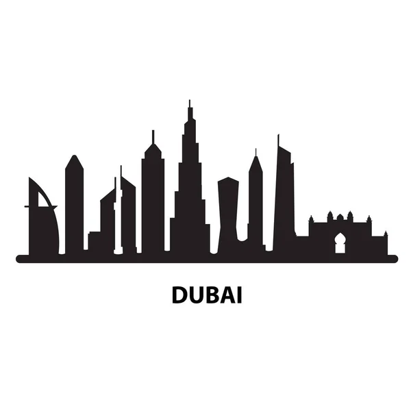 Cidade Preta Dubai Fundo Branco Dubai Skyline Marcos Sinal Emirados — Vetor de Stock