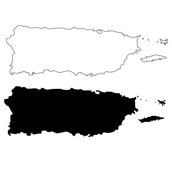 プエルトリコ地図白い背景に プエルトリコのサインだ プエルトリコ米国の黒アウトラインマップシンボルの状態 フラットなスタイル — ストックベクタ