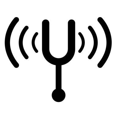 Beyaz arkaplanda çatal simgesi ayarlanıyor. Müzik dünyasının standart işareti. Müzik sembolü. düz biçim.