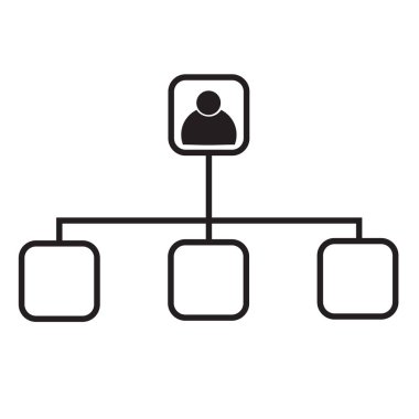 Beyaz arkaplanda yapı simgesi. Hiyerarşi işareti. Blok şema sembolü. düz biçim.