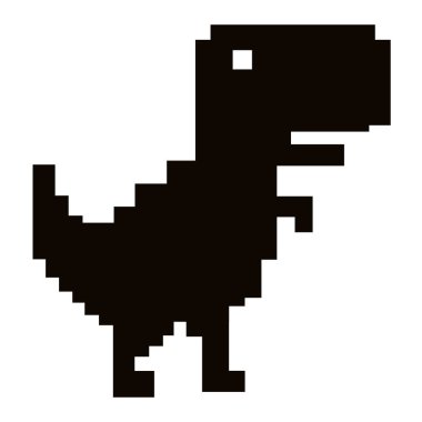 Dinozor ikonu pikseli sanatı. Piksel sanat dinozoru işareti. Çevrimdışı moddan klasik piksel dinozor. düz biçim.