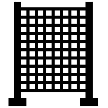 Trellis ikonu. Tahta kafes işareti. Bahçe çardağı sembolü. düz biçim.