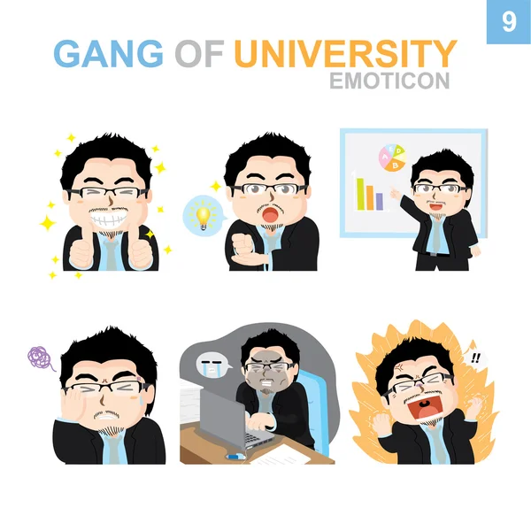 Design de Emoticon bonito - Conjunto de empresários — Vetor de Stock