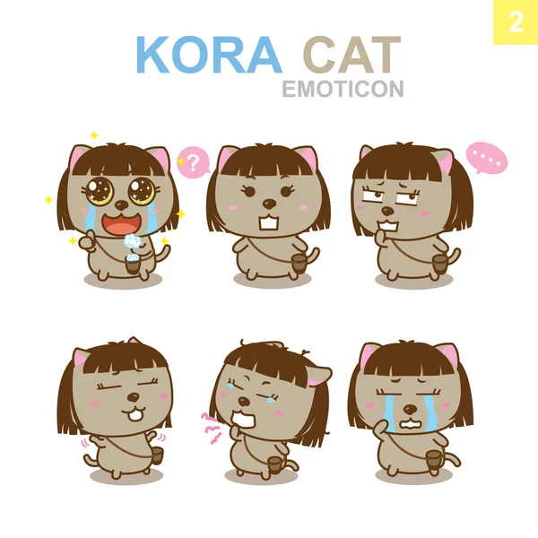 Design de Emoticon bonito - Conjunto de gatos — Vetor de Stock