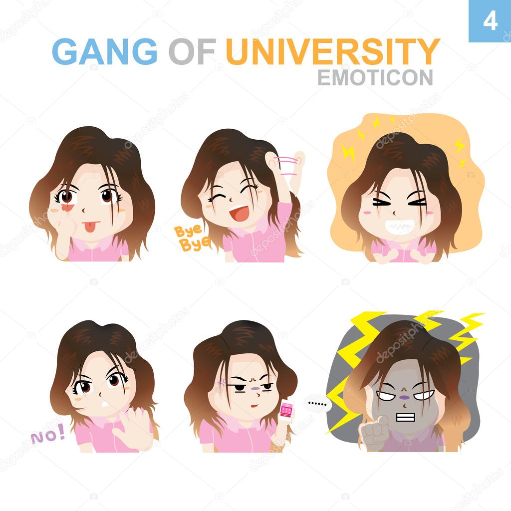 Cute Emoticon Design  Set