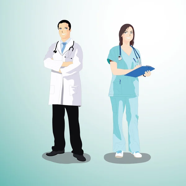 Sevimli karakter tasarımı - doktor ve hemşire
