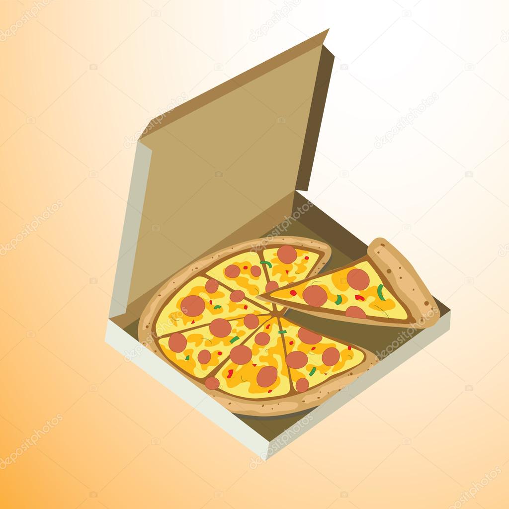 Vector Illustration Pizza In Box Vector Image By C Devisstudio Vector Stock