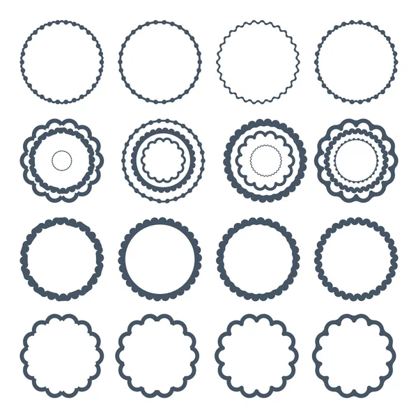 Grote set decoratieve ronde frames — Stockvector