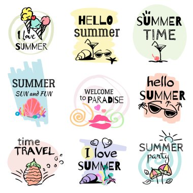 Suluboya yaz işaretler el kümesi çizilmiş