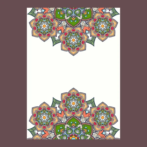 Paisaje indio boho mandalas marco, formato vertical. Vector illu — Archivo Imágenes Vectoriales