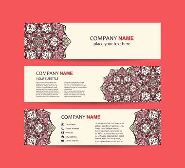 Yatay üstbilgi kabile mandalalar bulunan Web sitesi için. Vektör çizim