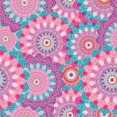 Hint mandala renkli seamless modeli. Vektör çizim.