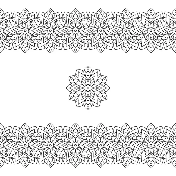 Patrón étnico sin costura negro horizontal o patrón tribal. Ilustración vectorial . — Archivo Imágenes Vectoriales