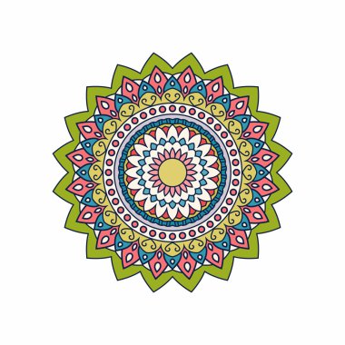 Boho doodle mandala deseni. Izole. Vektör çizimi.