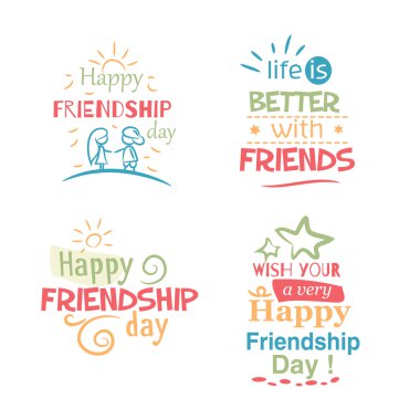Happy Friendship gün vektör tipografik renkli tasarım.