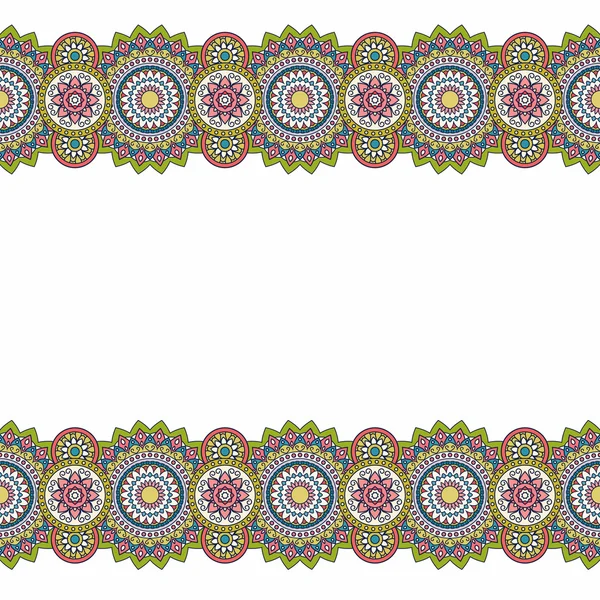 Indiase doodle floral gekleurde rand. Vectorillustratie. — Stockvector