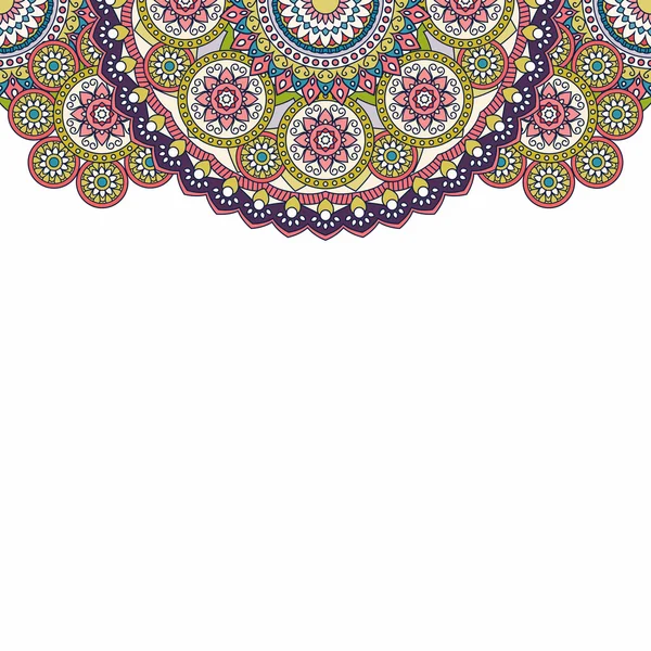 Indiase paisley doodle bovenste grens. Vectorillustratie. — Stockvector