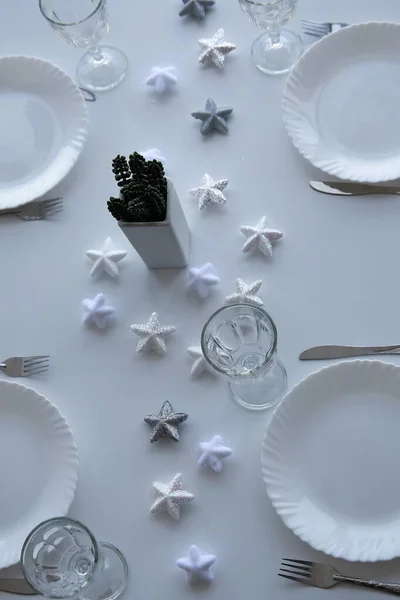 Christmas Table Setting Stars — Stock Photo, Image