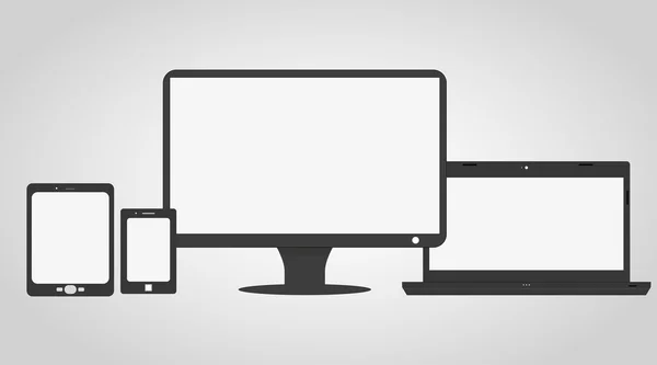 Set mit Geräten Tablet, Laptop, Telefon und Bildschirm — Stockvektor