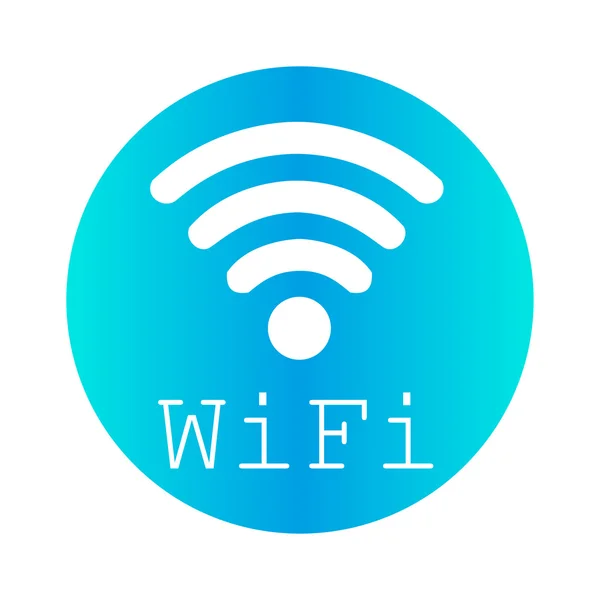 Beyaz zemin üzerinde mavi bir daire logosuna WiFi — Stok Vektör