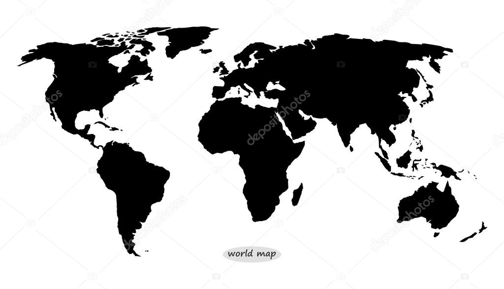 World map in black on a white background
