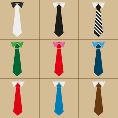 Gömlek ve kravat kahverengi bir arka plan üzerinde simgeler kombinasyonu