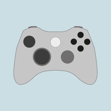 Mavi bir arka plan üzerinde siyah düğmeli gri gamepad