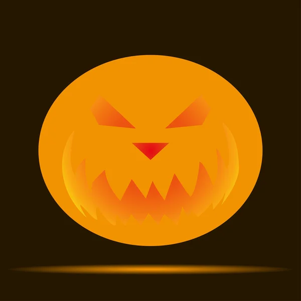 Calabaza tallada con una sonrisa para Halloween con sombra — Vector de stock