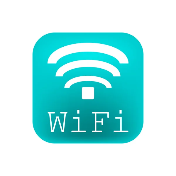 Логотип WiFi на бірюзовій площі на білому тлі — стоковий вектор
