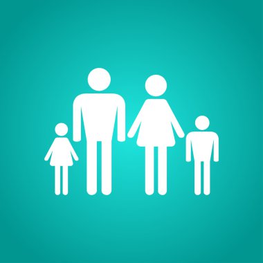 Beyaz aile kutsal kişilerin resmi. Dört kişi. Vektör çizim